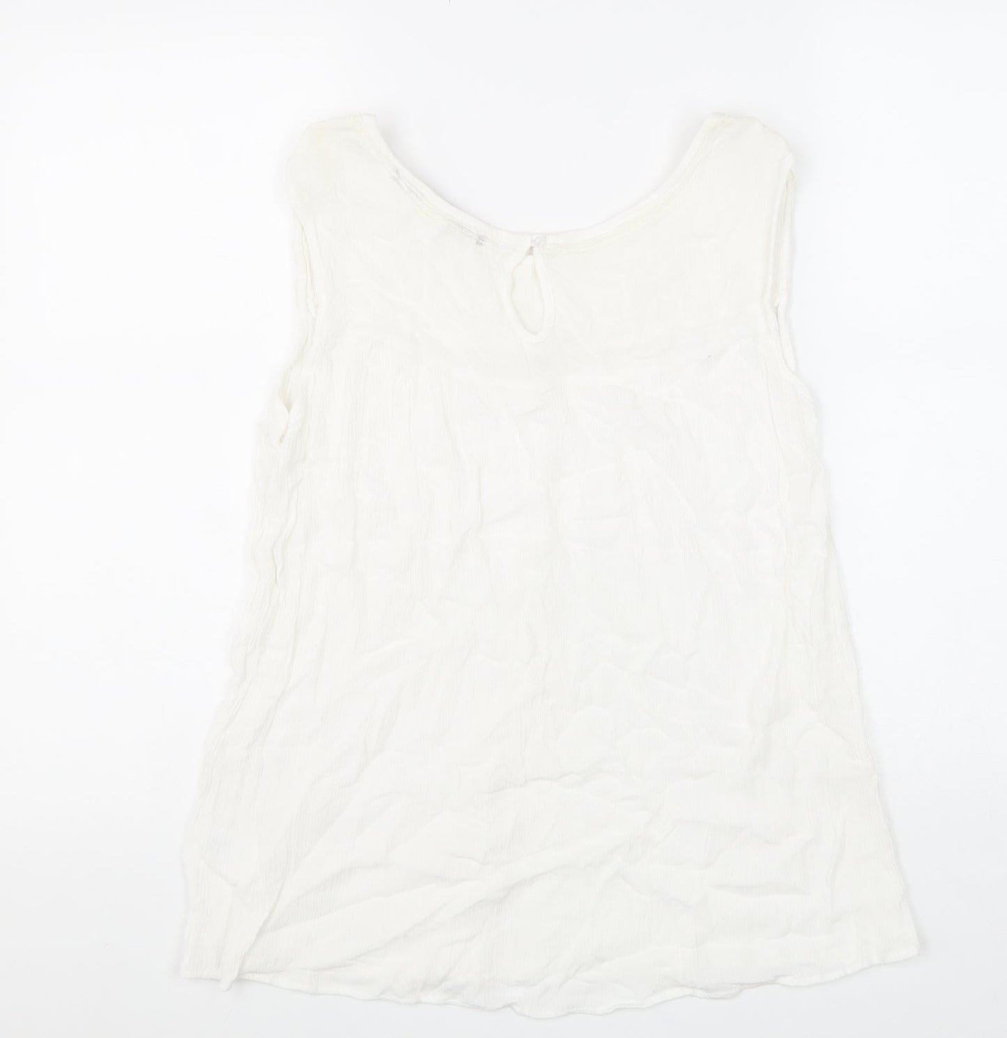 Urban Womens White Viscose Basic Tank Size 14 Round Neck - Lace Detail