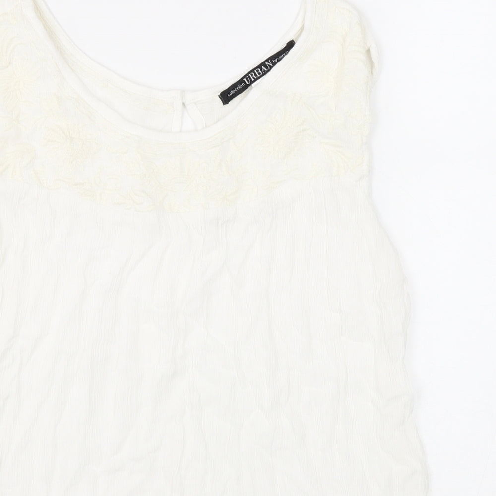 Urban Womens White Viscose Basic Tank Size 14 Round Neck - Lace Detail