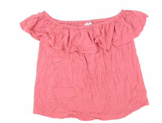 ICHI Womens Pink Viscose Basic Tank Size L Off the Shoulder