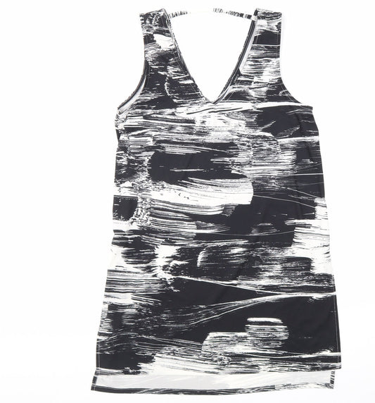 Lind3x Womens Black Geometric Polyester Basic Tank Size S V-Neck