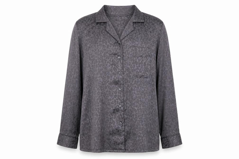 George Womens Grey Animal Print Polyester Basic Button-Up Size 12 V-Neck - Leopard Print