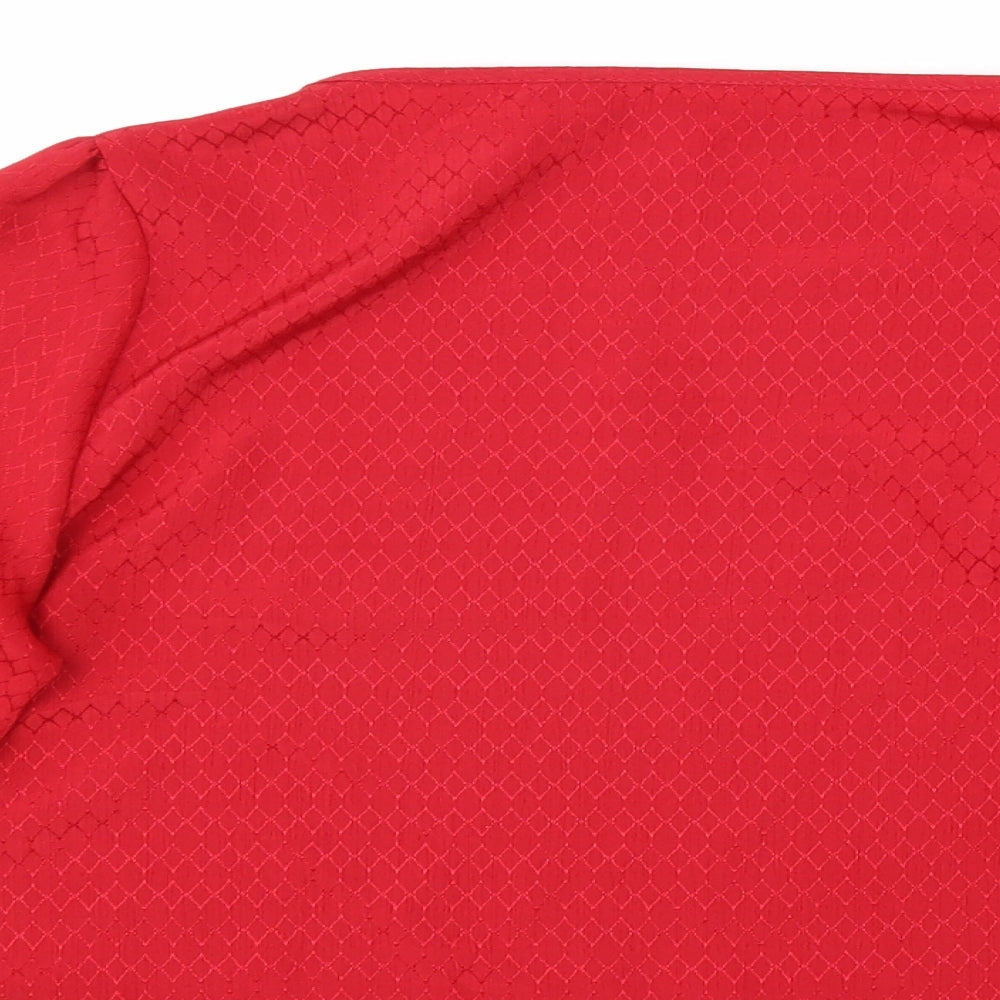 Preworn Womens Red Geometric Polyester Basic Blouse Size 10 Round Neck