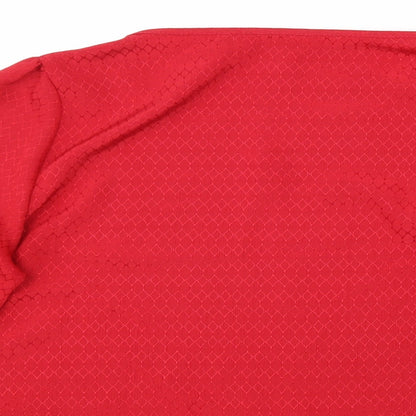 Preworn Womens Red Geometric Polyester Basic Blouse Size 10 Round Neck