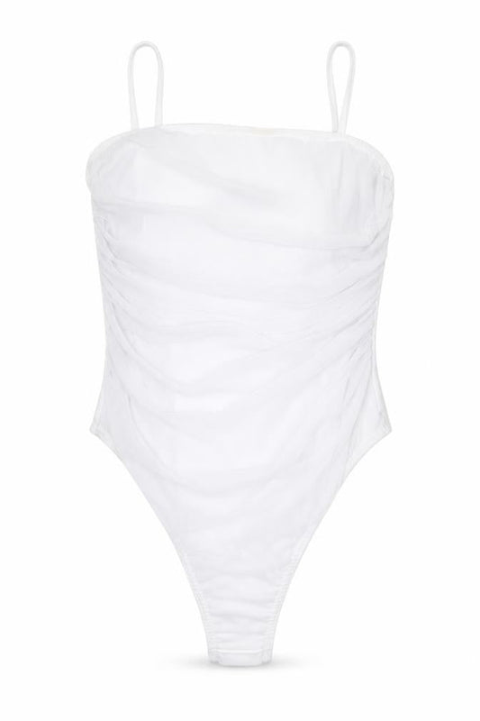 PRETTYLITTLETHING Womens White Polyester Bodysuit One-Piece Size 14 Snap