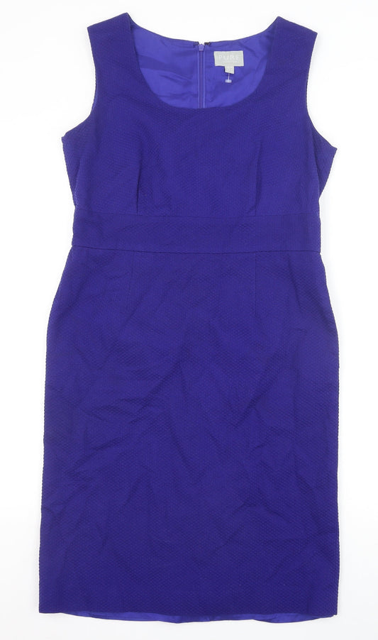 Pure Womens Blue Cotton A-Line Size 12 Scoop Neck Zip