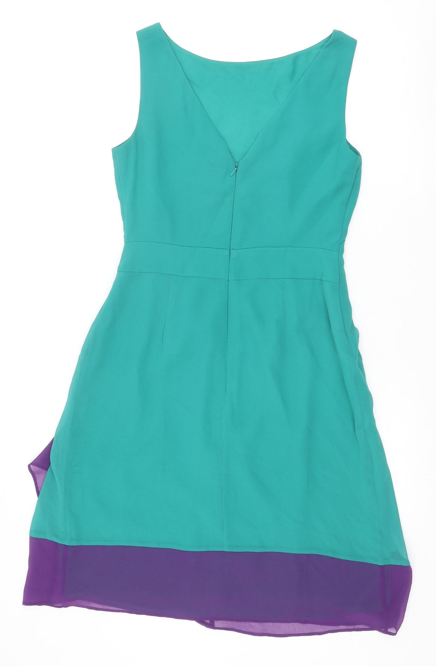 Coast Womens Green Colourblock Polyester Trapeze & Swing Size 10 Boat Neck Zip