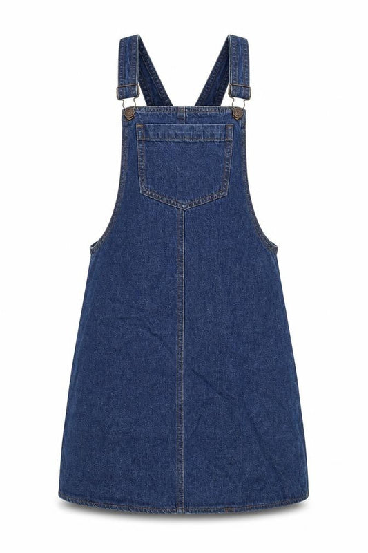 Brave Soul Womens Blue Cotton Pinafore/Dungaree Dress Size 10 Sweetheart Buckle
