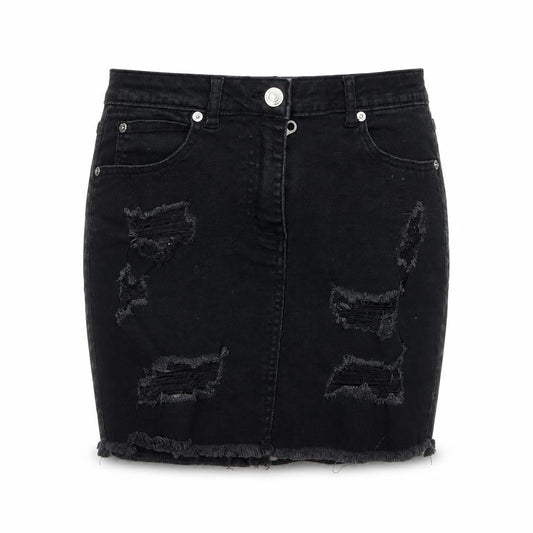 Parisian Signature Womens Black Cotton Mini Skirt Size 10 Zip - Distressed Look
