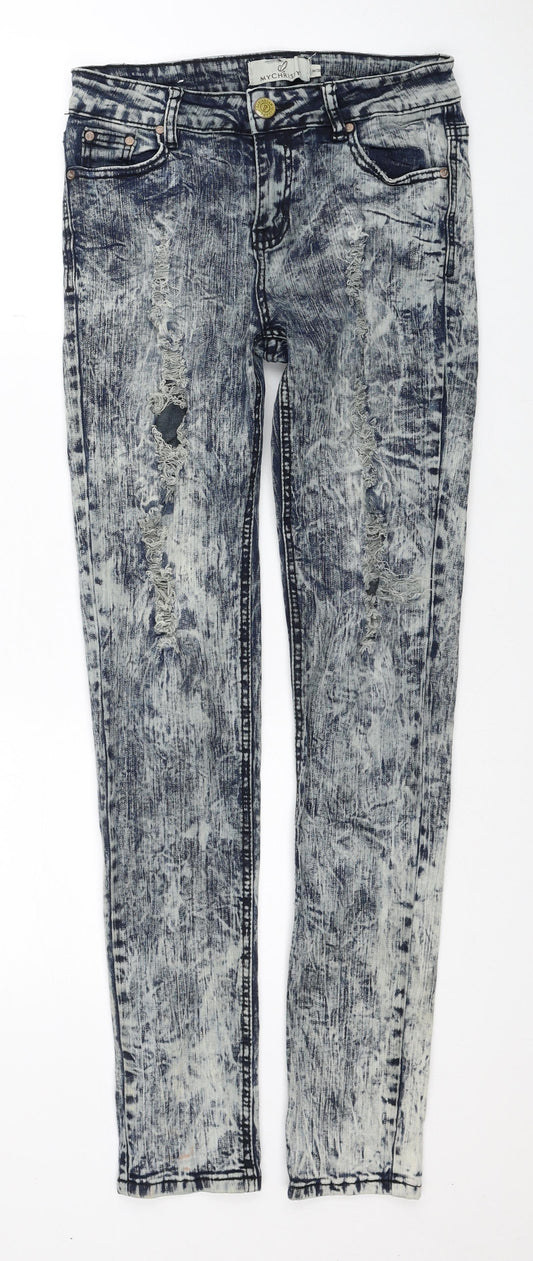 My Christy Womens Blue Cotton Skinny Jeans Size M Regular Zip