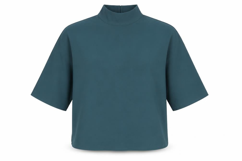 Preworn Womens Blue Elastomultiester Basic T-Shirt Size 6 Mock Neck