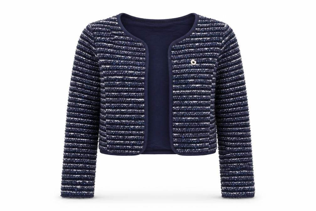 Miniconf Girls Blue V-Neck Polyester Cardigan Jumper Size 10 Years Hook & Eye