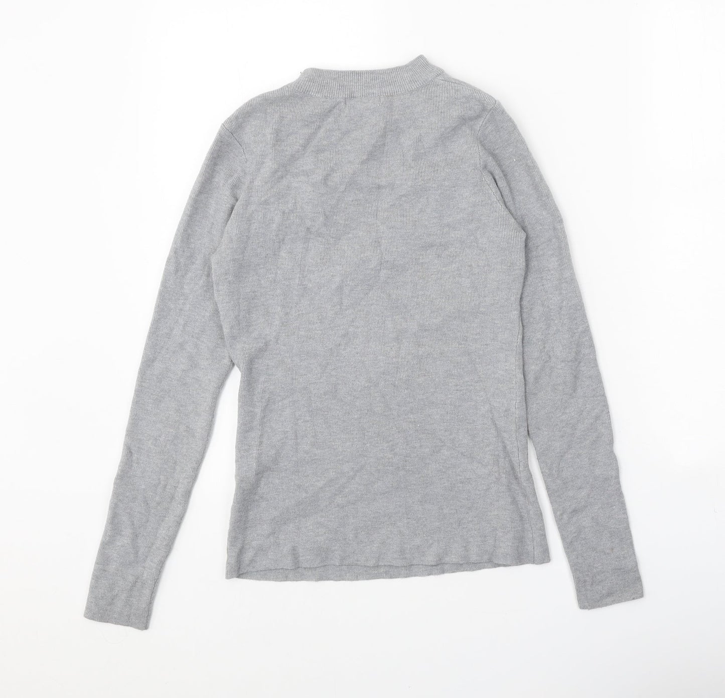 Enzoria Womens Grey Round Neck Viscose Pullover Jumper One Size