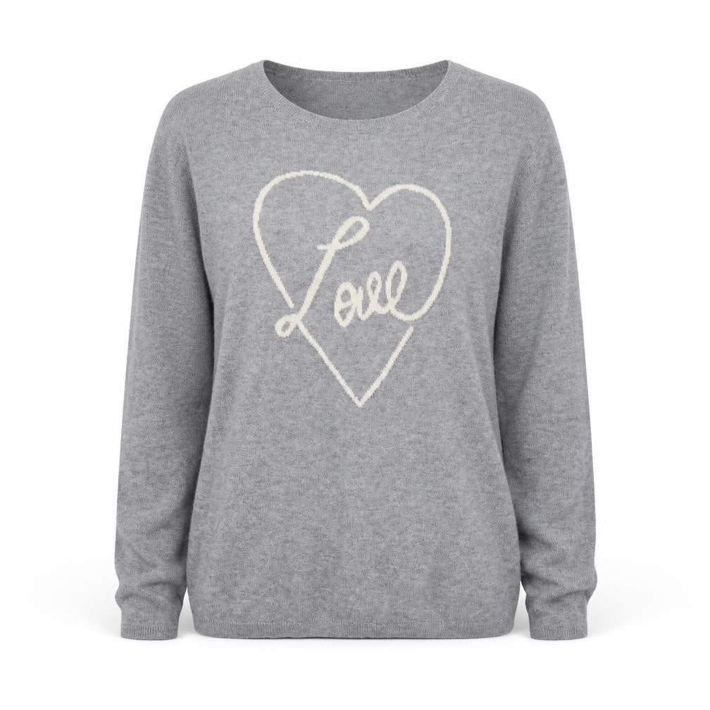 Chocolate Womens Grey Scoop Neck Polyester Pullover Jumper One Size - Love