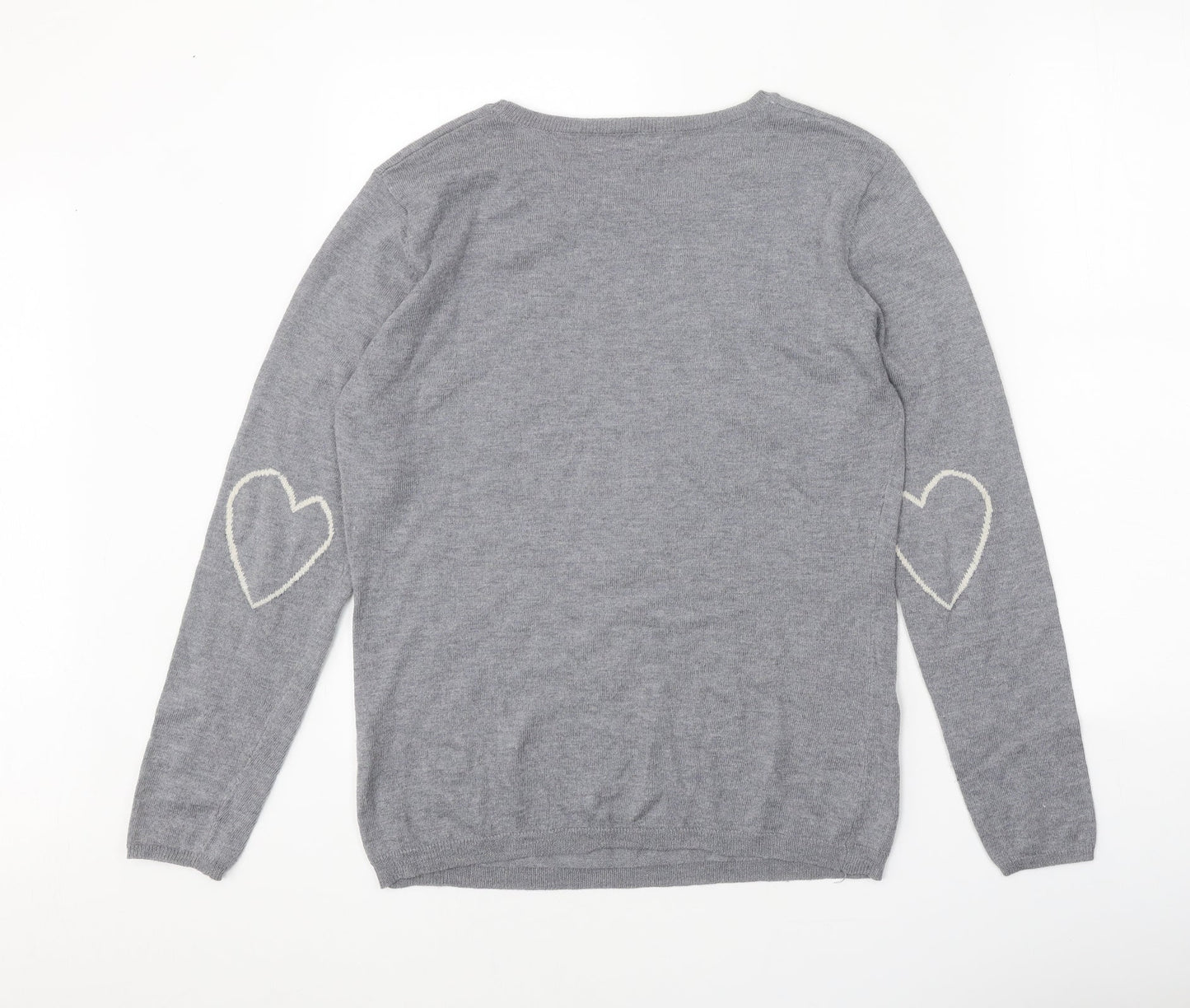 Chocolate Womens Grey Scoop Neck Polyester Pullover Jumper One Size - Love