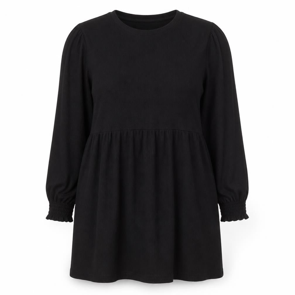 New Look Womens Black Herringbone Polyester A-Line Size 14 Round Neck Pullover