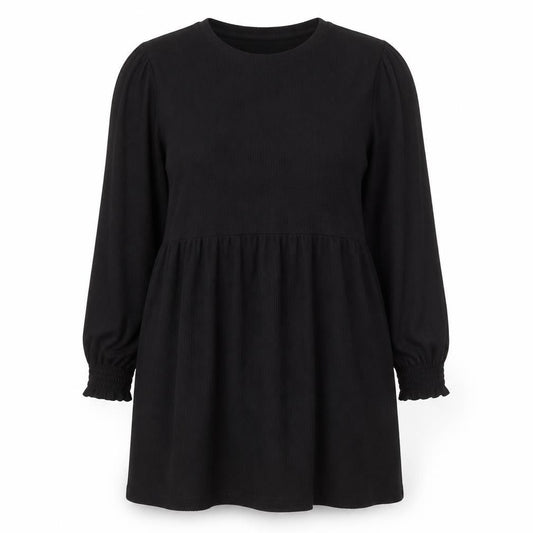 New Look Womens Black Herringbone Polyester A-Line Size 14 Round Neck Pullover