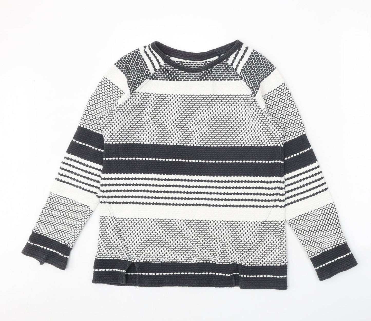 NEXT Womens White Round Neck Geometric Cotton Pullover Jumper Size 8