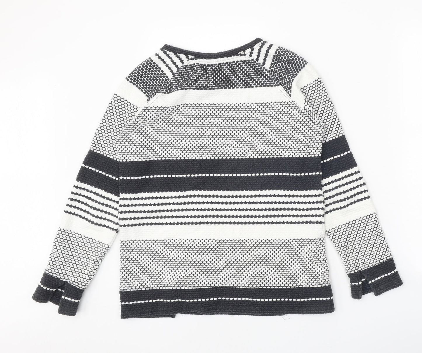 NEXT Womens White Round Neck Geometric Cotton Pullover Jumper Size 8
