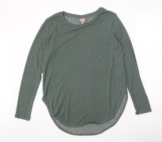 H&M Womens Green Boat Neck Polyester Pullover Jumper Size L