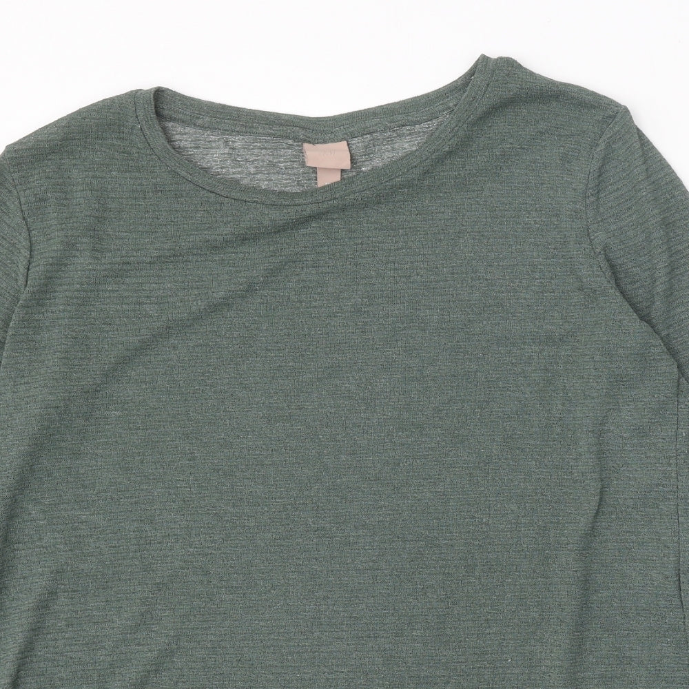 H&M Womens Green Boat Neck Polyester Pullover Jumper Size L