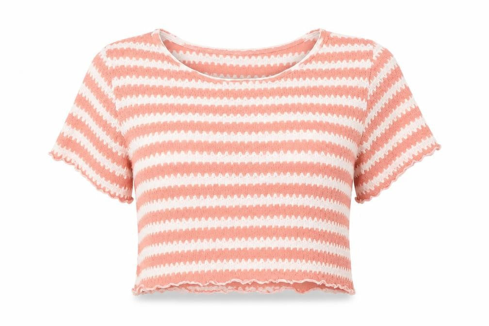 Dazy Womens Pink Round Neck Striped Polyester Pullover Jumper Size XL