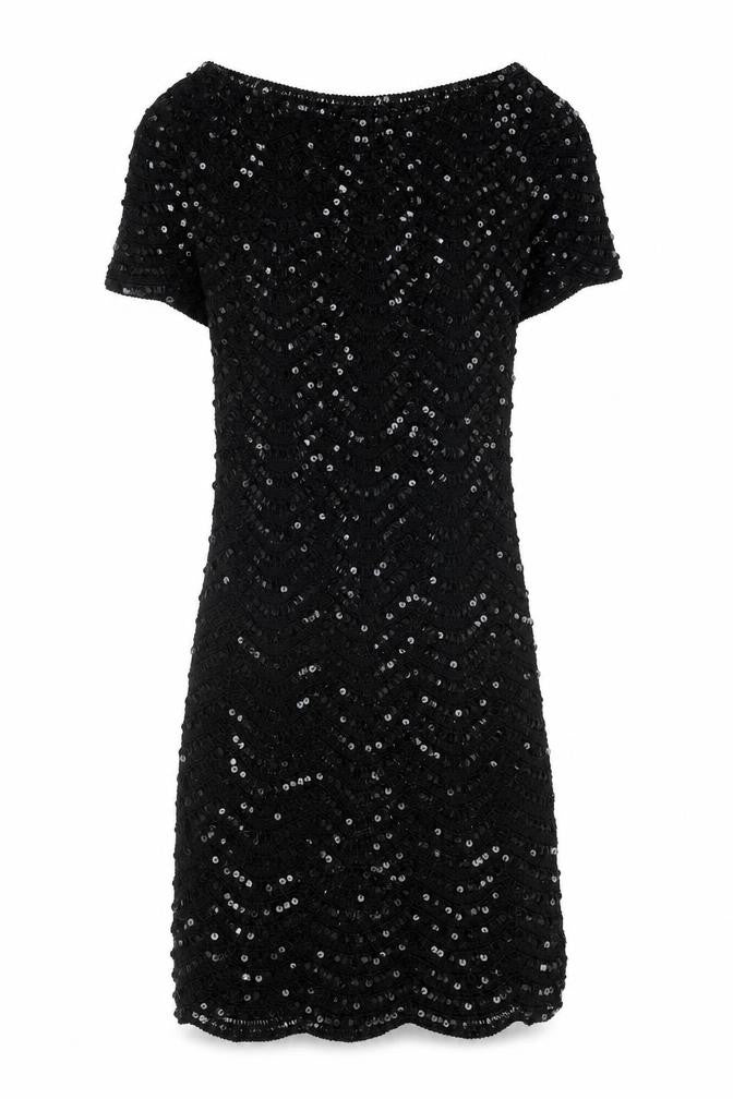 Preworn Womens Black Polyester Ball Gown One Size Boat Neck Pullover