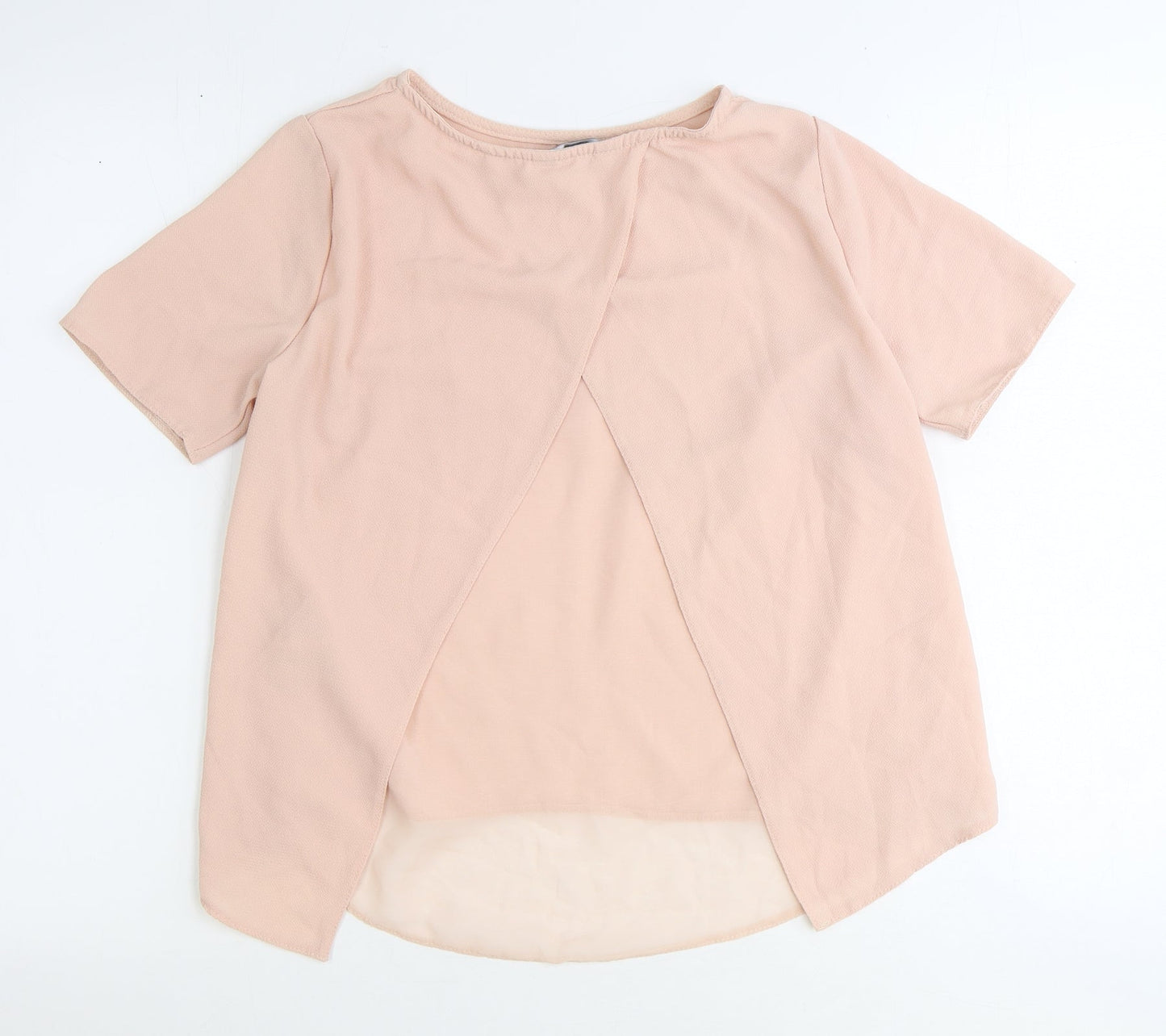 New Look Womens Pink Polyester Basic Blouse Size 8 Round Neck