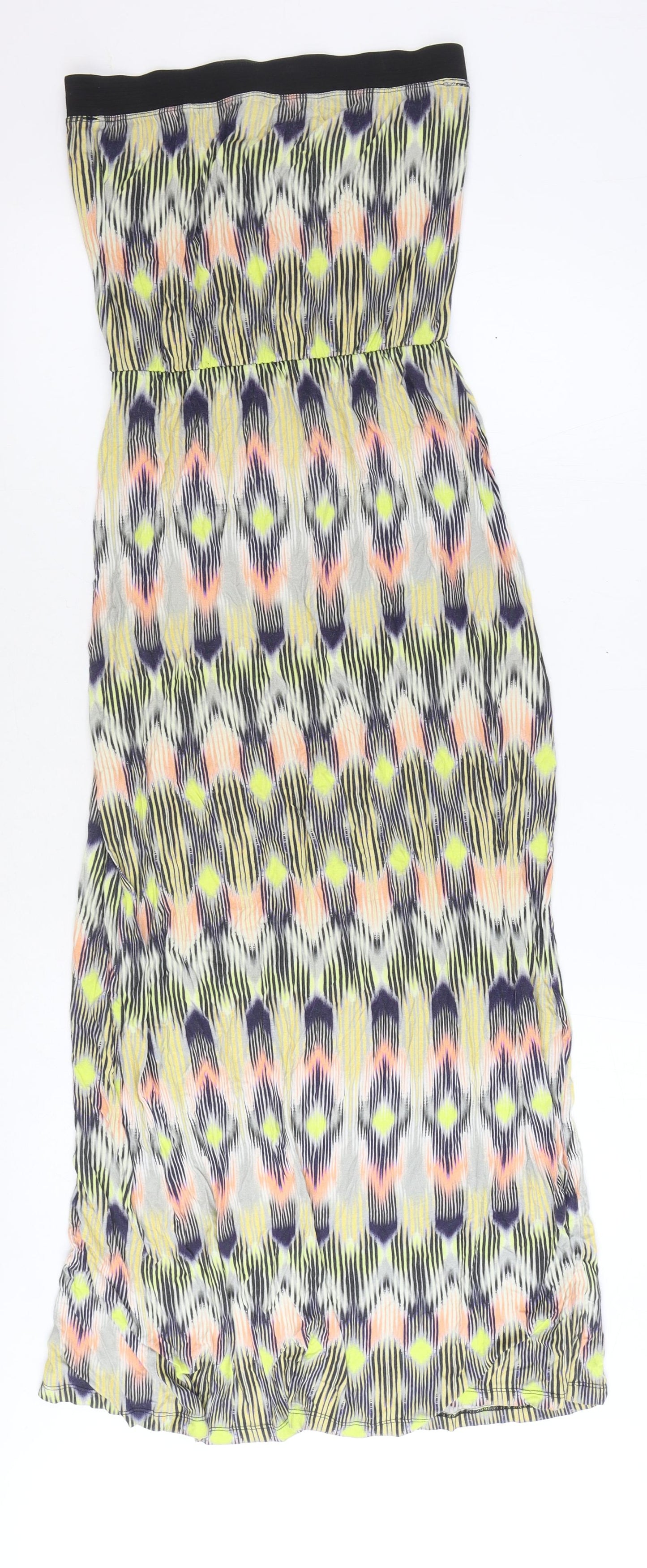 Warehouse Womens Multicoloured Geometric Viscose Maxi Size 8 Off the Shoulder Pullover