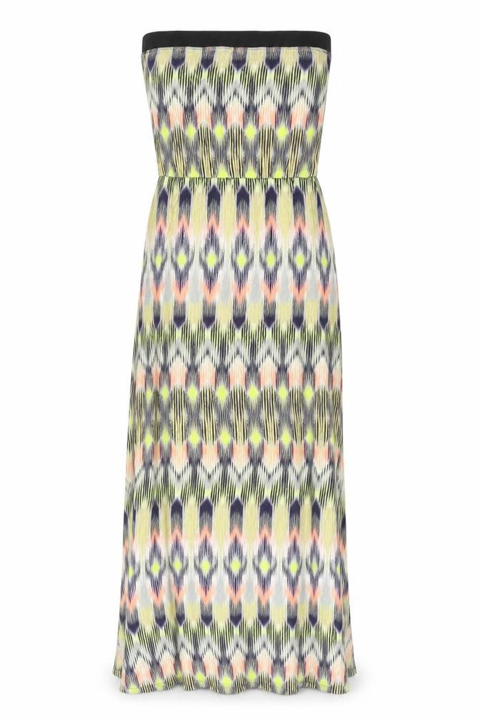 Warehouse Womens Multicoloured Geometric Viscose Maxi Size 8 Off the Shoulder Pullover