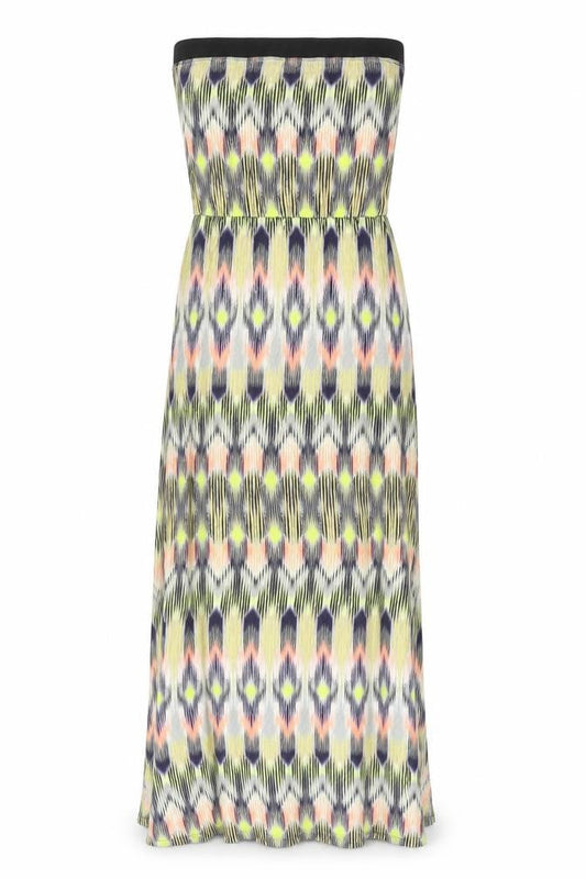 Warehouse Womens Multicoloured Geometric Viscose Maxi Size 8 Off the Shoulder Pullover