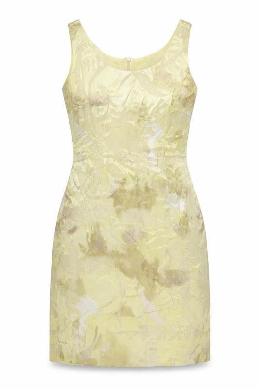 Grace Collection Womens Yellow Geometric Viscose A-Line Size 8 Scoop Neck Zip