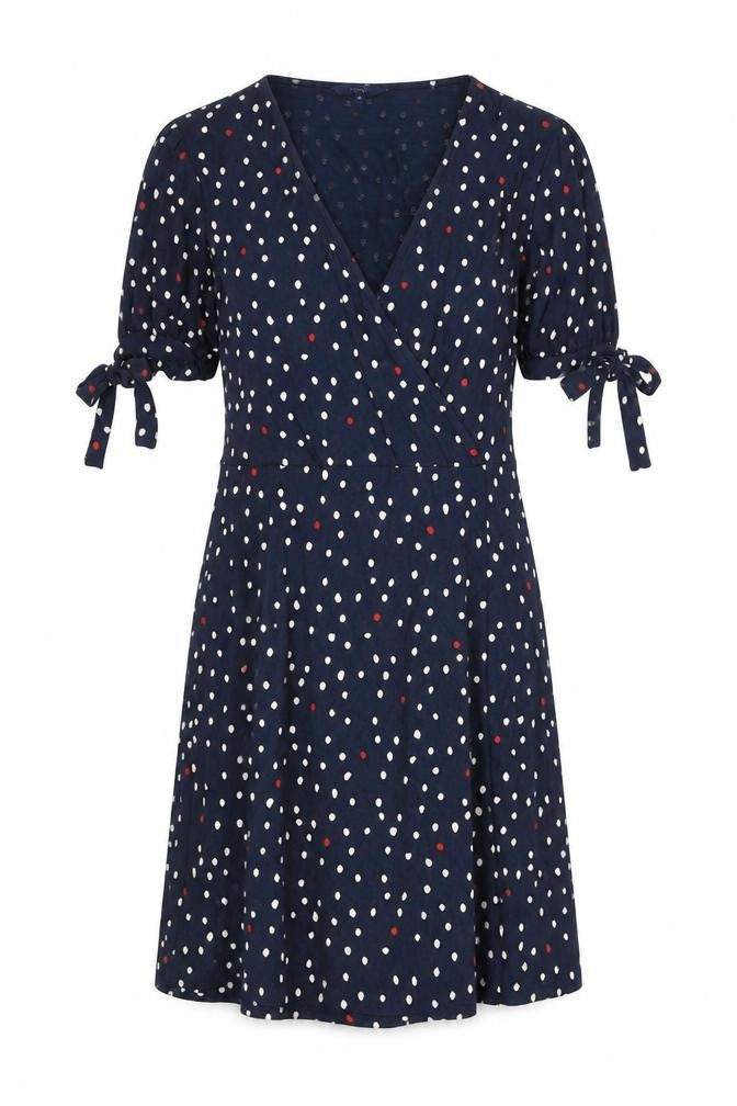 NEXT Womens Blue Polka Dot Viscose A-Line Size 10 V-Neck Pullover