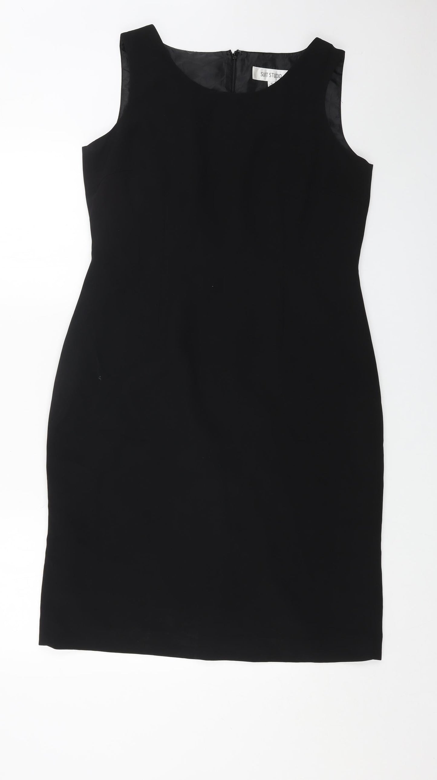 Suit Studio Womens Black Polyester A-Line Size 10 Scoop Neck Zip