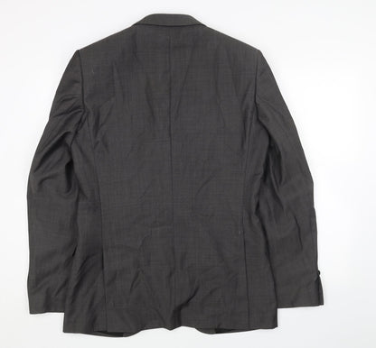 Paul Costelloe Mens Grey Patent Leather Jacket Blazer Size 38 Regular