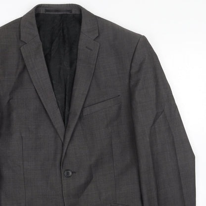 Paul Costelloe Mens Grey Patent Leather Jacket Blazer Size 38 Regular