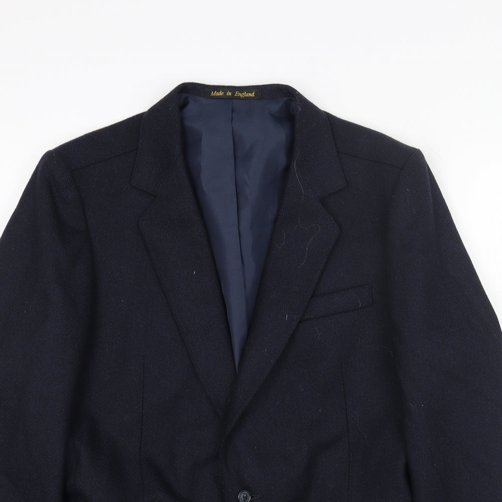 Preworn Mens Blue Wool Jacket Blazer Size 40 Regular