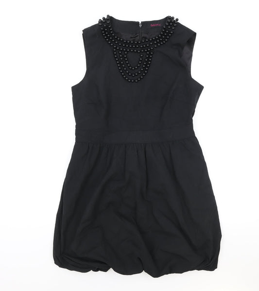 Collen X Womens Black Polyester A-Line Size 12 Round Neck Zip