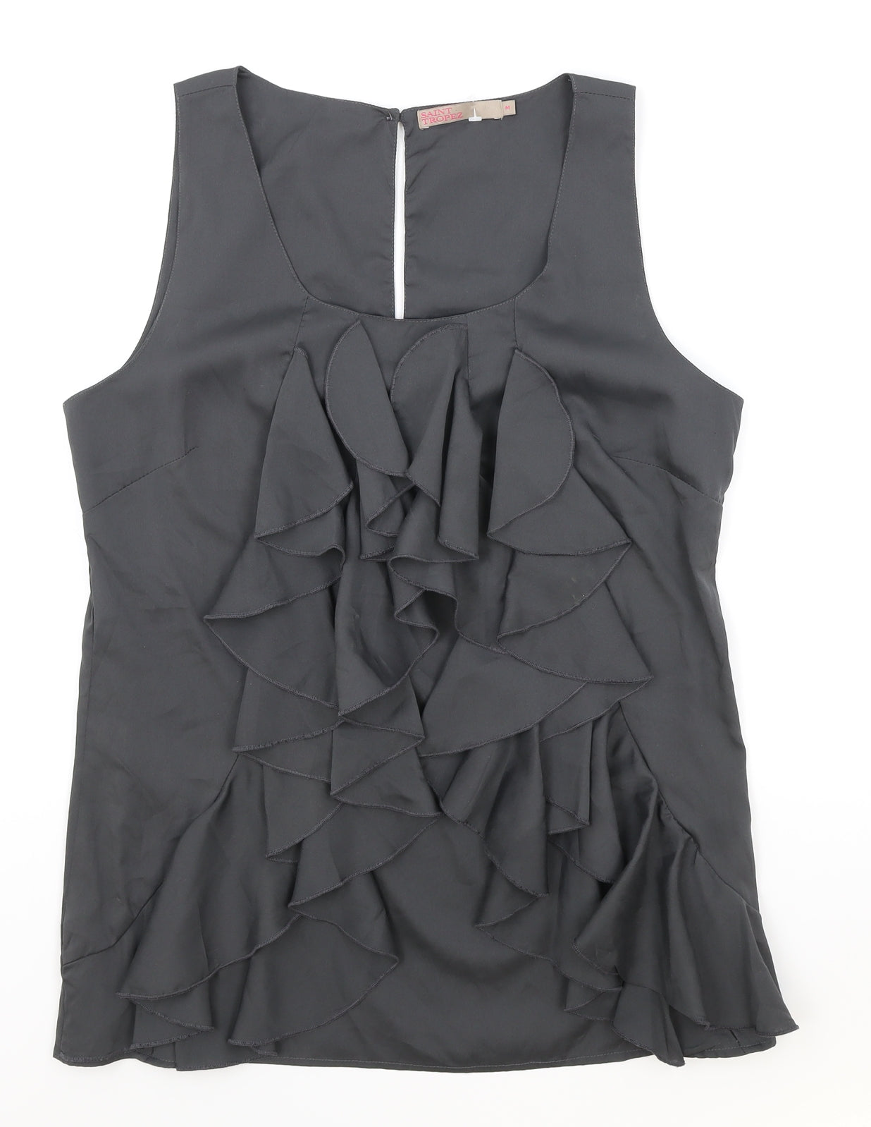 Saint Tropez Clothing Womens Grey Polyester Basic Tank Size M Square Neck