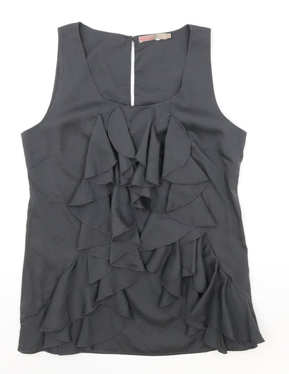 Saint Tropez Clothing Womens Grey Polyester Basic Tank Size M Square Neck