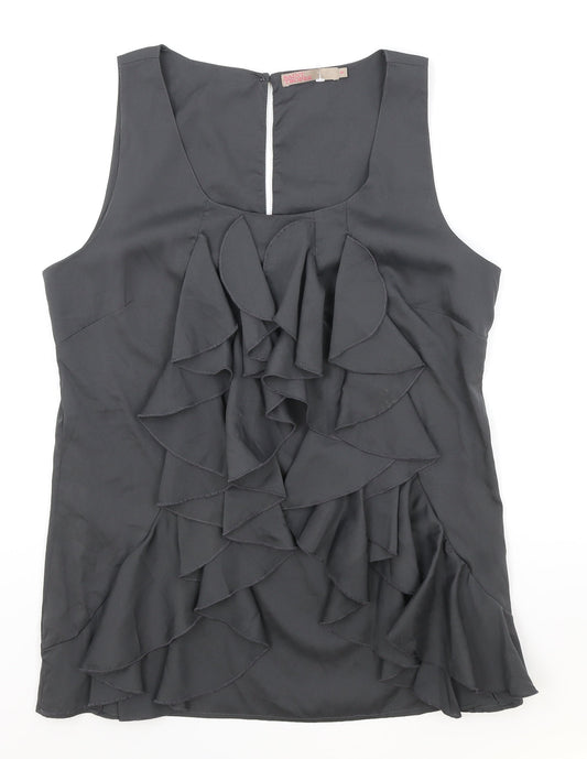 Saint Tropez Clothing Womens Grey Polyester Basic Tank Size M Square Neck