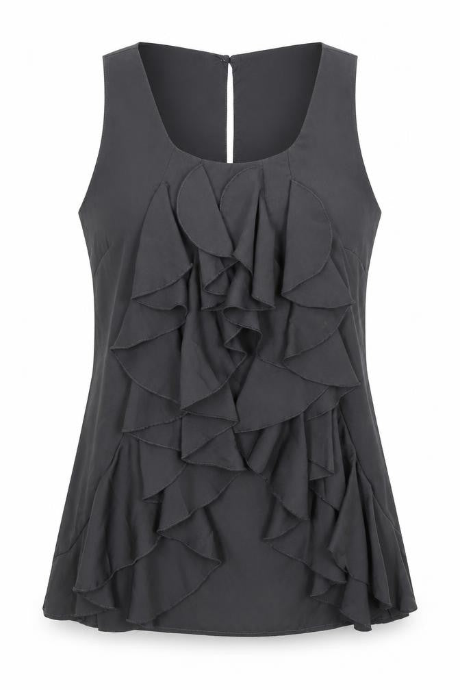 Saint Tropez Clothing Womens Grey Polyester Basic Tank Size M Square Neck
