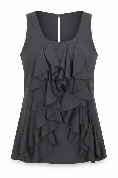 Saint Tropez Clothing Womens Grey Polyester Basic Tank Size M Square Neck