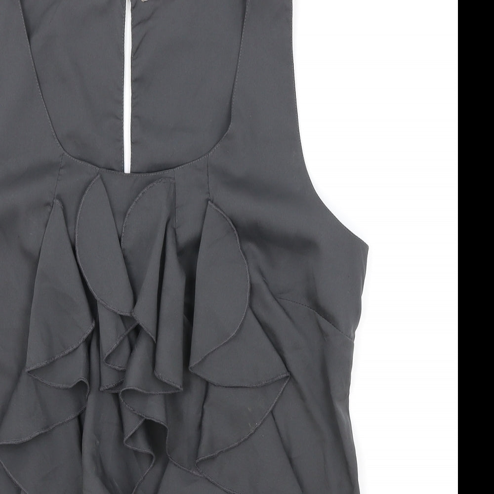 Saint Tropez Clothing Womens Grey Polyester Basic Tank Size M Square Neck
