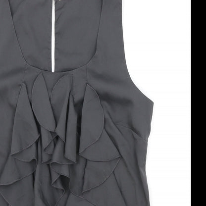 Saint Tropez Clothing Womens Grey Polyester Basic Tank Size M Square Neck