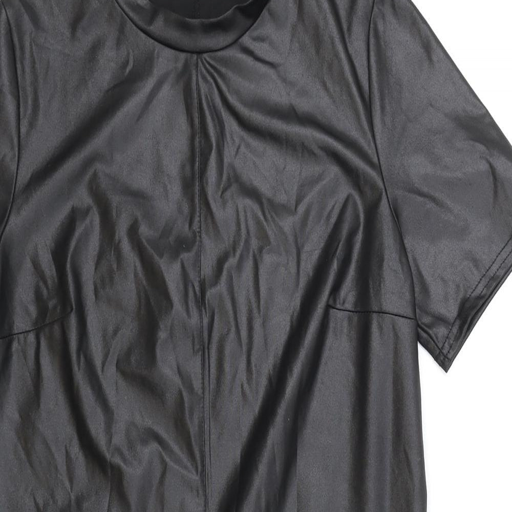 New Look Womens Black Viscose A-Line Size 8 Round Neck Pullover