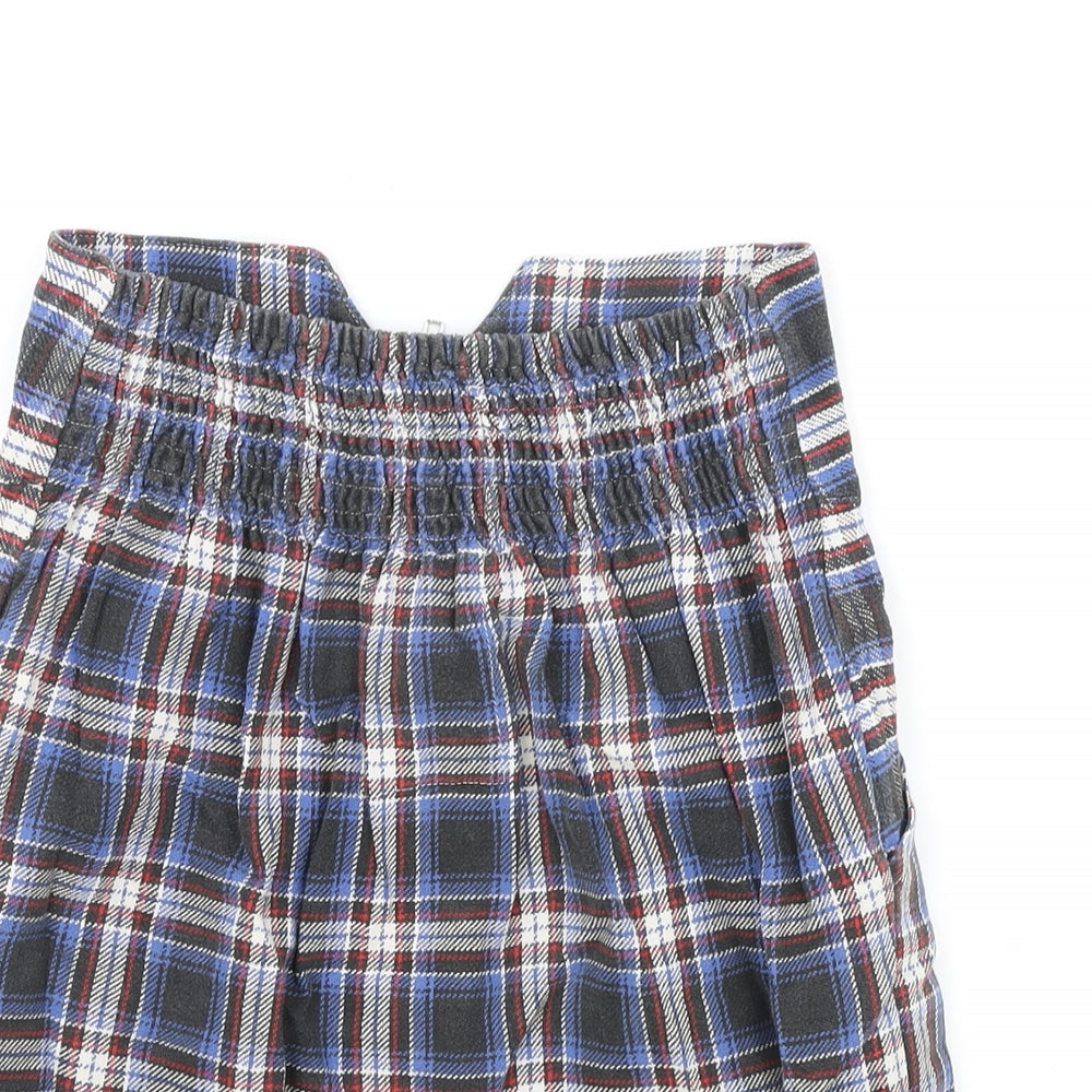 Preworn Womens Blue Plaid Cotton Pleated Skirt Size S Zip