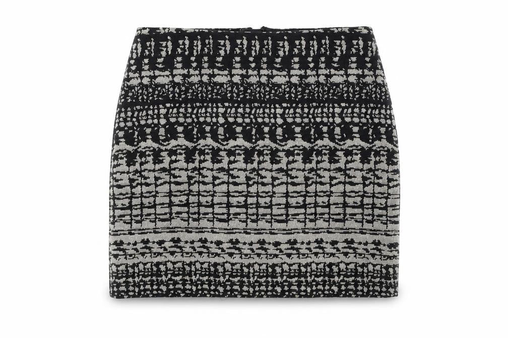 Marks & Spencer Womens Black Geometric Cotton Bandage Skirt Size 8 Zip