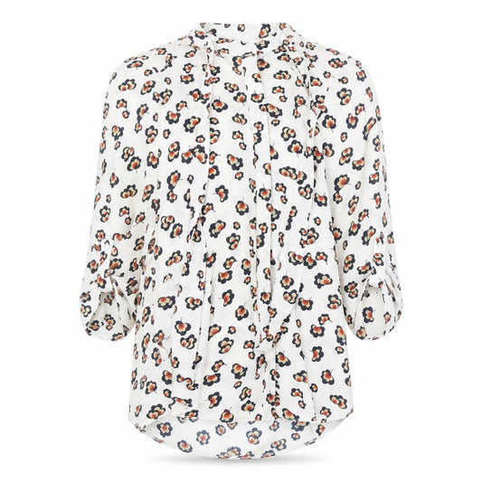 Dorothy Perkins Womens White Geometric Viscose Basic Button-Up Size 8 V-Neck