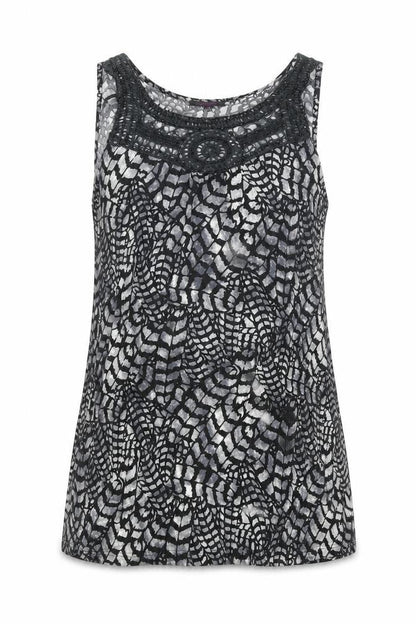Lila Womens Grey Geometric Viscose A-Line Size 12 Scoop Neck Pullover
