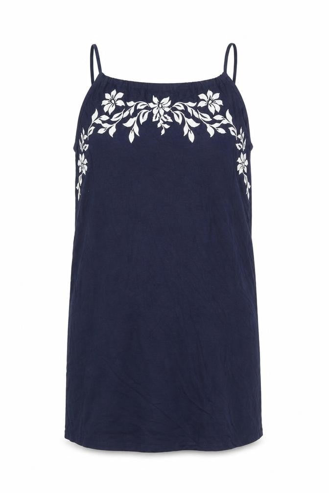 AKH Womens Blue Floral Polyester Slip Dress One Size Square Neck Pullover